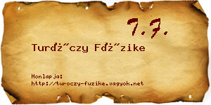 Turóczy Füzike névjegykártya